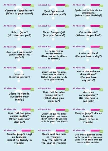 CE/KS3 French: All About Me
