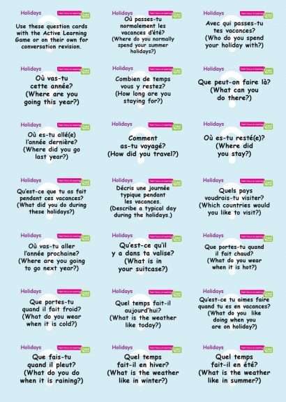 CE/KS3 French: Holidays